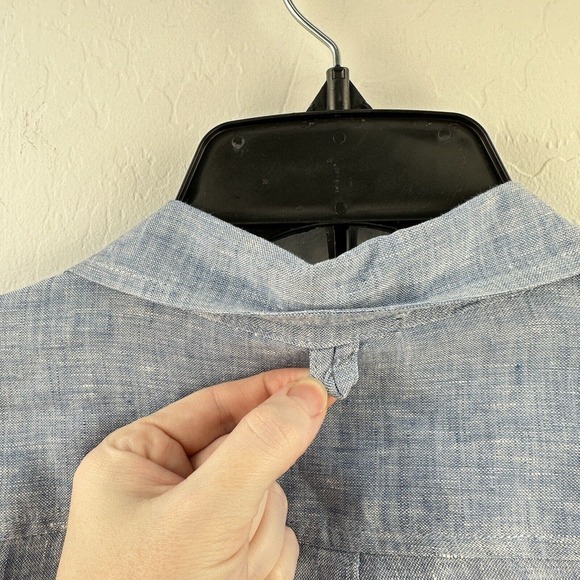 Lucky Brand Button Up Shirt Chambray‎ Linen M Blue California Fit Long Sleeve - Picture 11 of 11
